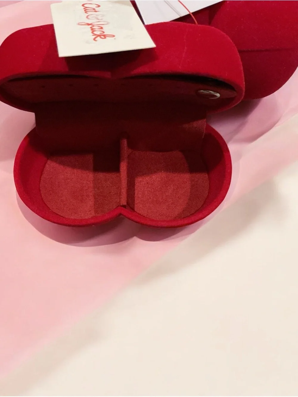 Cat & Jack Red Velvet Cherry Trinket Pouch with Green Stem